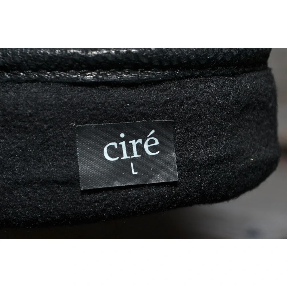 Cire Gloves Mens Large Black Faux Leather Textured Palm Lined Winter‎ Warm